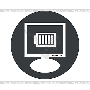 Round charged battery monitor icon - vector clip art