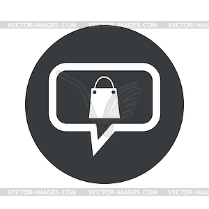 Round shopping bag dialog icon - white & black vector clipart