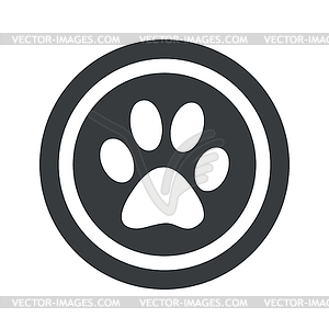 Round black paw sign - vector clip art