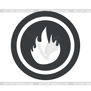 Round black fire sign - vector image