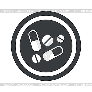 Round black medicine sign - vector image