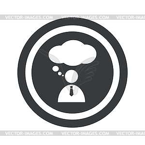 Round black thinking person sign - vector clipart