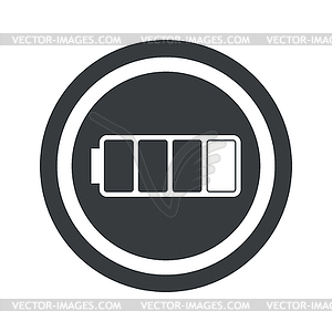 Round black low battery sign - stock vector clipart