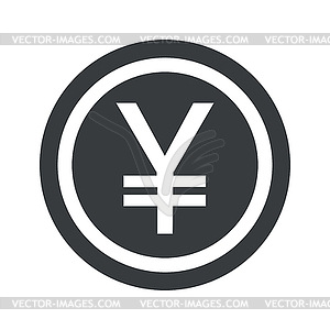 Round black yen sign - vector clip art