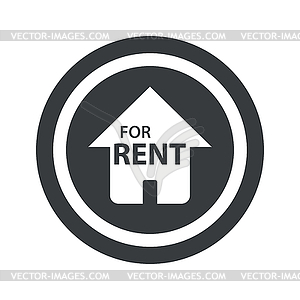 Round black For Rent sign - vector clipart