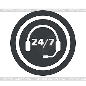 Round black support sign - vector image