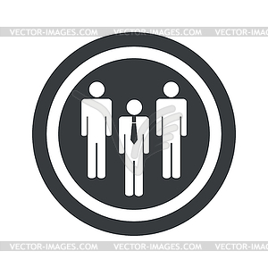 Round black work group sign - vector clipart