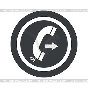 Round black outgoing call sign - vector clipart