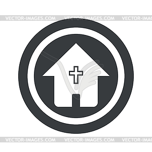 Round black christian house sign - vector image
