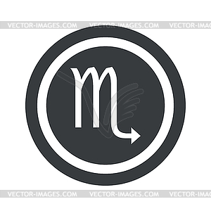 Round black Scorpio sign - vector clip art