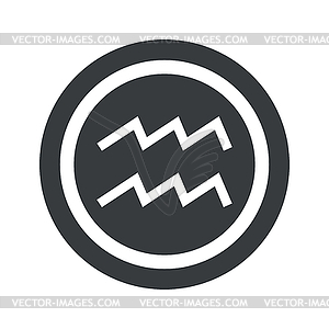 Round black Aquarius sign - vector image