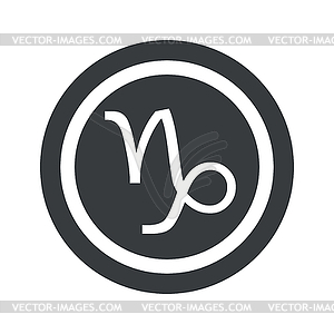 Round black Capricorn sign - vector image