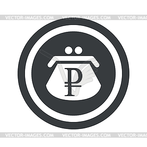 Round black ruble purse sign - vector clip art