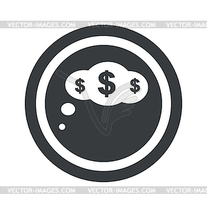 Round black dollar thought sign - vector clipart