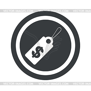 Round black dollar price sign - vector image