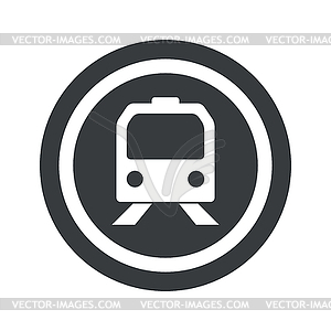 Round black train sign - vector image