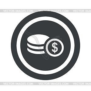 Round black dollar rouleau sign - vector clip art