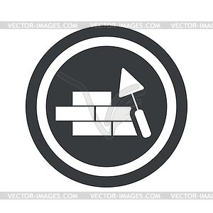 Round black building wall sign - vector image