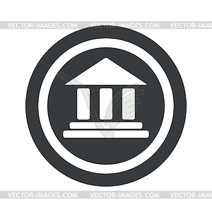 Round black museum sign - vector image