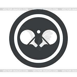 Round black table tennis sign - vector image