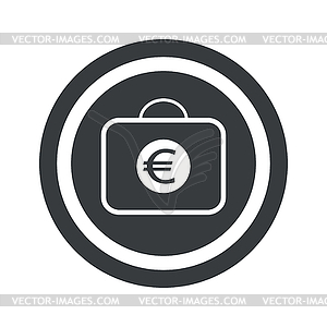 Round black euro bag sign - vector image