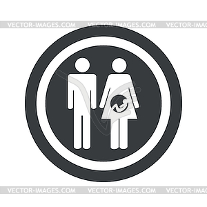 Round black young family sign - royalty-free vector image