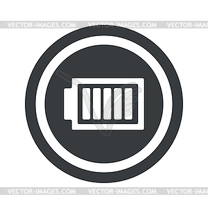 Round black charged battery sign - vector image