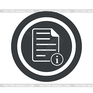 Круглый черный информационный документ знак - изображение в векторе