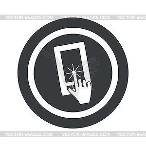 Round black touchscreen sign - vector EPS clipart