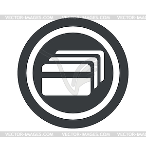 Round black credit card sign - vector image