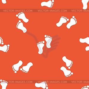 Orange footprint pattern - vector image