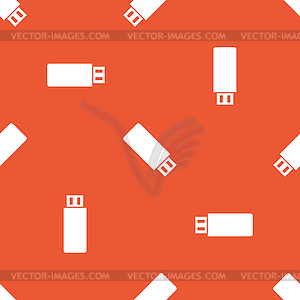 Orange USB stick pattern - vector image