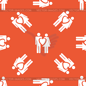 Orange love couple pattern - vector clipart