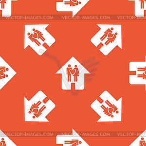 Orange family house pattern - vector image