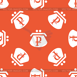 Orange ruble purse pattern - vector image