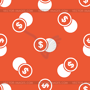 Orange dollar coin pattern - vector image