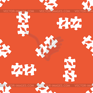 Orange people puzzle pattern - vector image