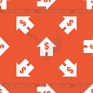 Orange dollar house pattern - vector image