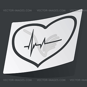 Monochrome cardiology sticker - white & black vector clipart