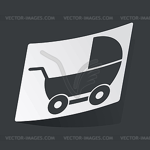 Monochrome pram sticker - vector clip art