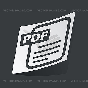 Monochrome PDF file sticker - vector image