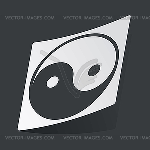 Monochrome ying yang sticker - vector image