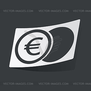 Монохромный наклейка монеты евро - клипарт в векторном виде