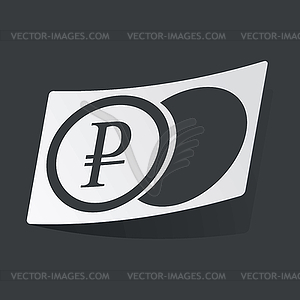 Monochrome ruble coin sticker - vector clipart