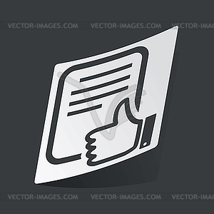 Monochrome good document sticker - vector image