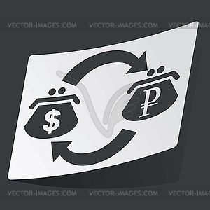 Monochrome dollar ruble exchange sticker - vector clip art