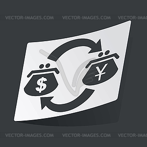 Monochrome dollar yen exchange sticker - vector clipart