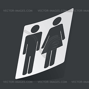 Monochrome man and woman sticker - vector image