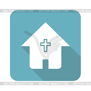 Square christian house icon - vector clip art