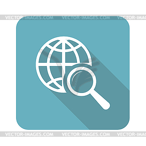 Square global search icon - vector clip art